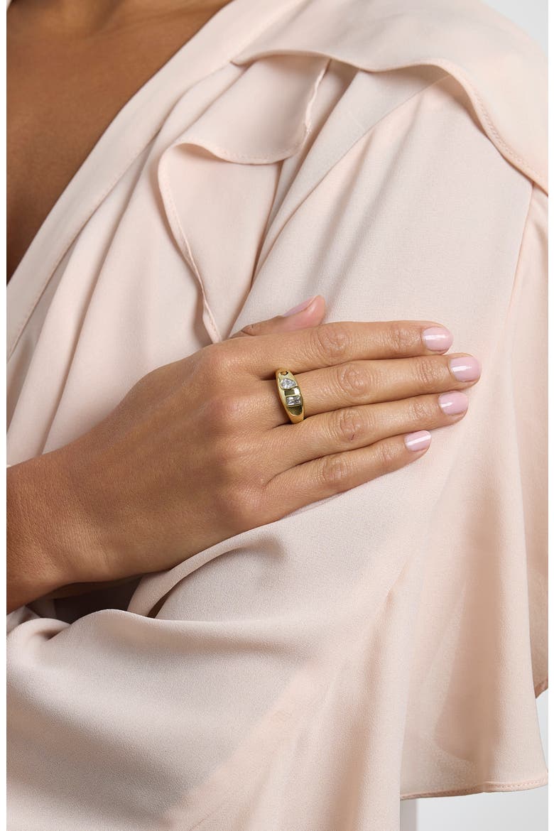 Cubic Zirconia Dome Band Ring, Alternate, color, GOLD