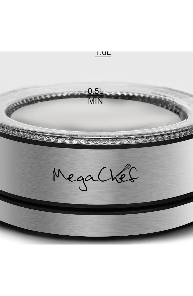 Megachef 1.9 Quart Cordless Glass and Stainless Steel Electric Tea Kettle with Tea Infuser, Alternate, color, Grey