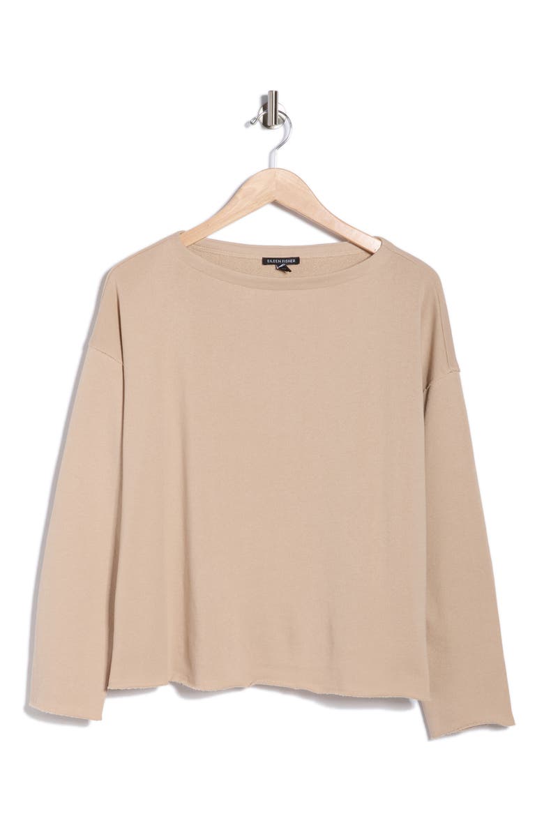 Boxy Boat Neck Organic Cotton Top, Alternate, color, WHEAT