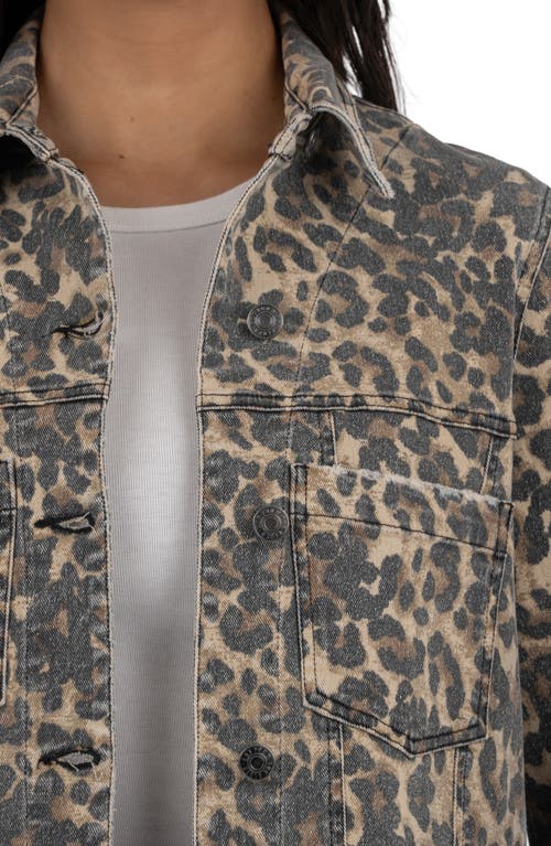 Kut From The Kloth Bailey Leopard Print Denim Jacket In Gray