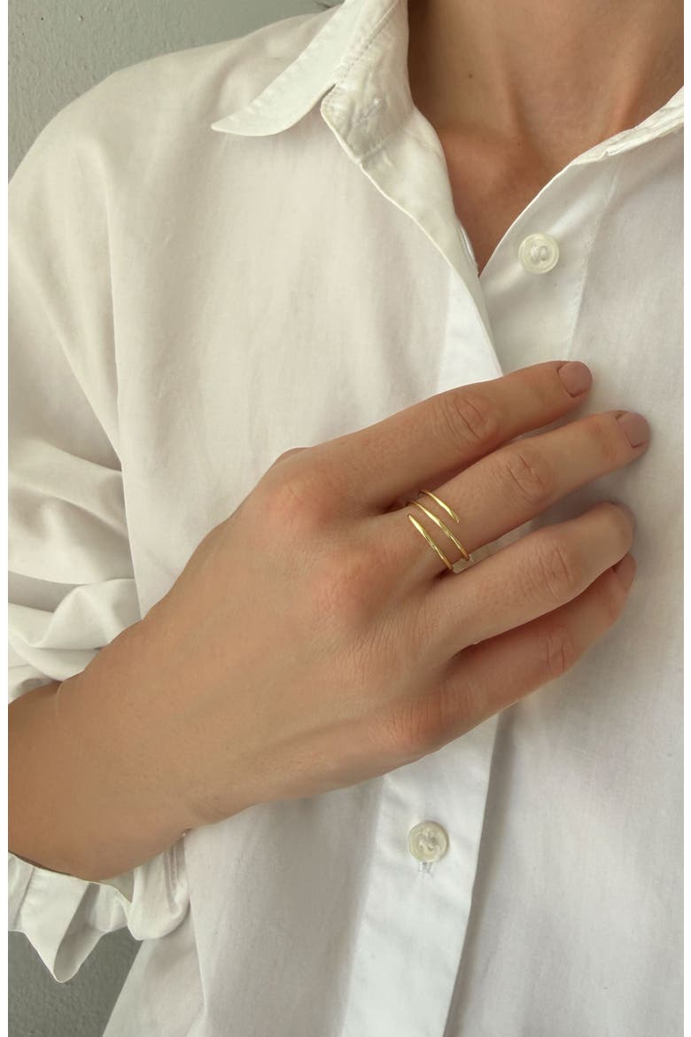 14K Gold Plated Adjustable Coiled Band Ring, Alternate, color, GOLD