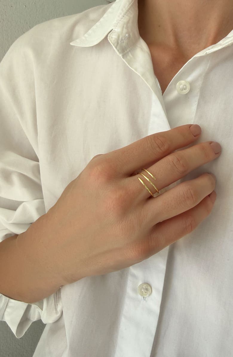 Adornia 14K Gold Plated Adjustable Coiled Band Ring, Alternate, color, Gold