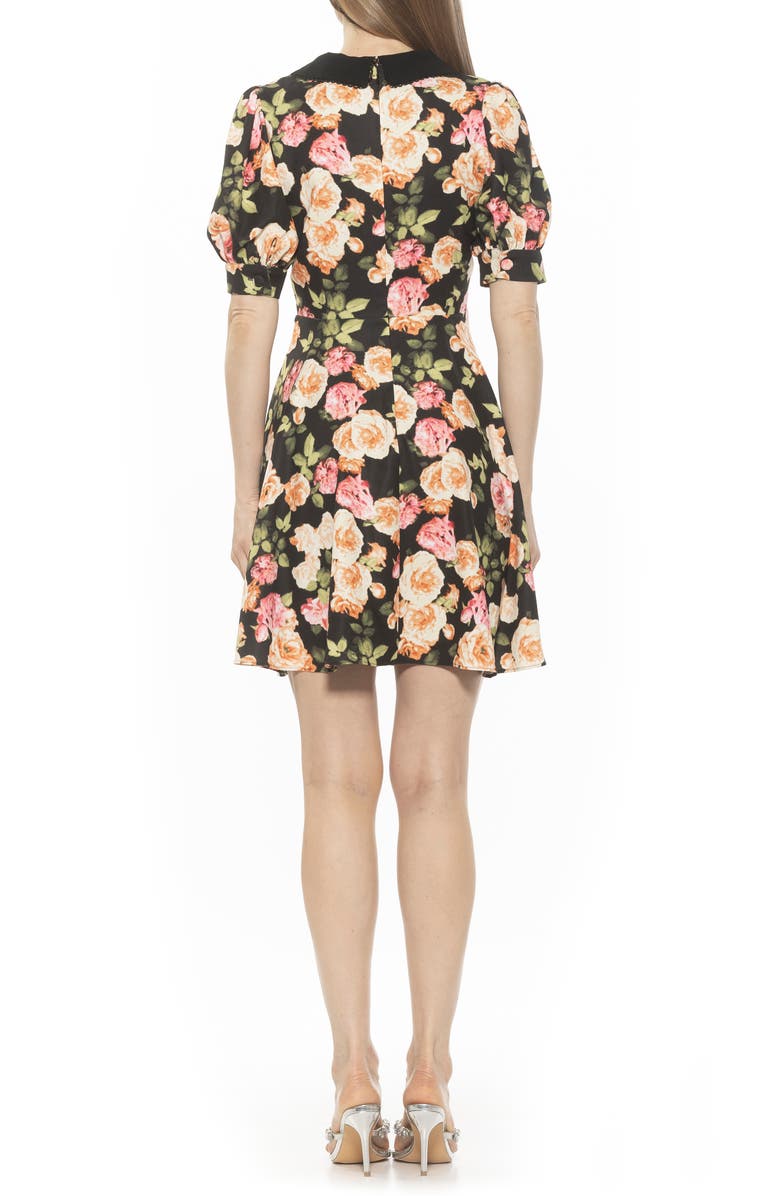 Alexia Admor Carys Puff Sleeve Fit & Flare Dress, Alternate, color, Black Floral