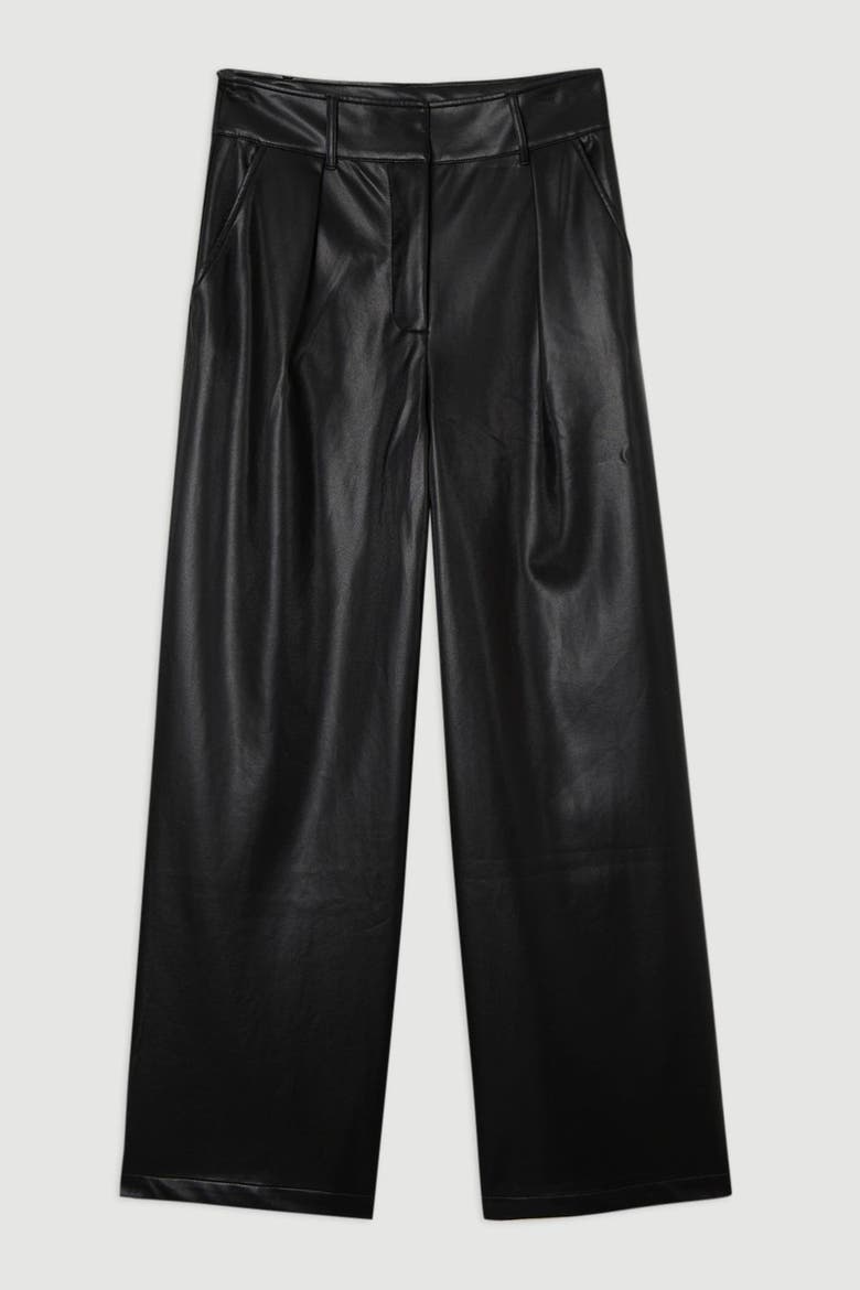 Faux Leather Wide Leg Pants, Alternate, color, Black