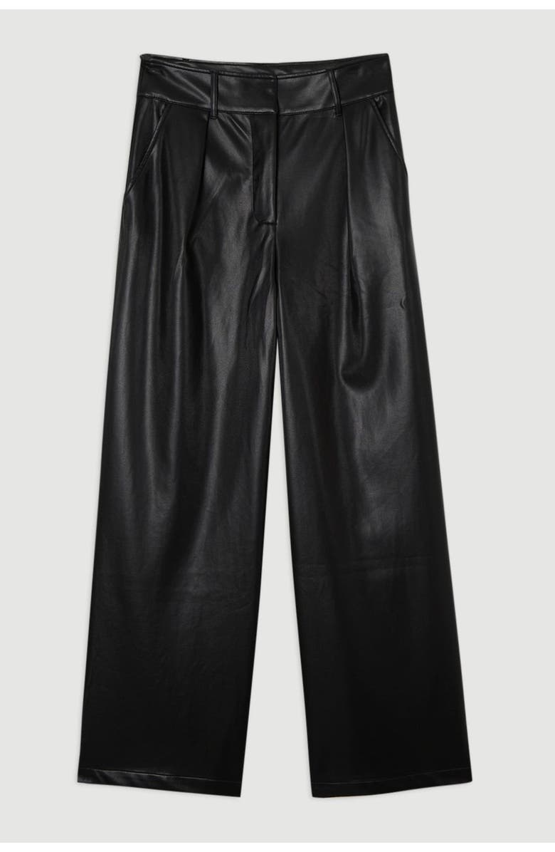 Karen Millen Faux Leather Wide Leg Pants, Alternate, color, Black