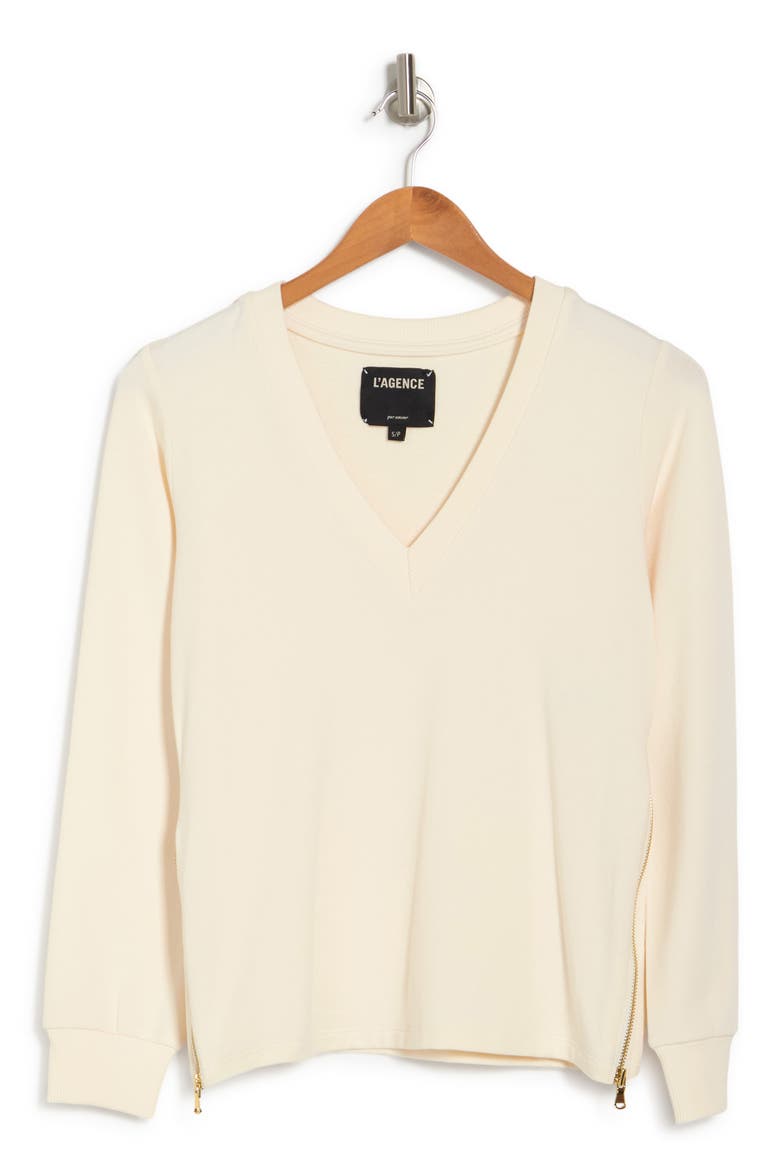 Banks V-Neck Side Zip Sweatshirt, Alternate, color, IVORY