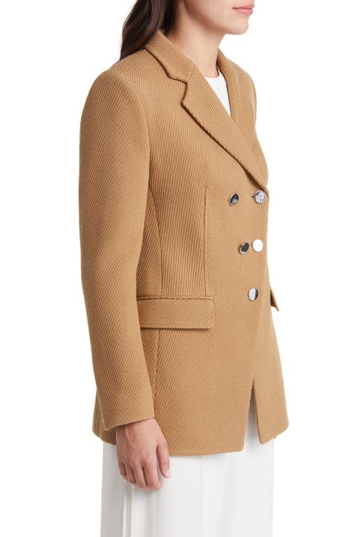 Hugo Boss Boss Jestena Double Breasted Virgin Wool Blazer In Brown