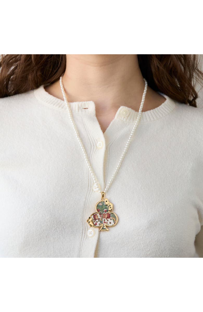 Lele Sadoughi The Nursery Alice Playing Cards Necklace, Alternate, color, Gold