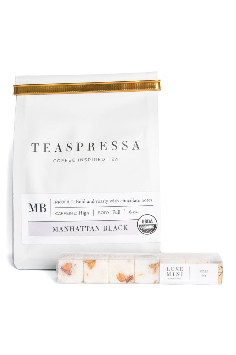 Manhattan Black Loose Tea & Rose Luxe Sugar Cube Set, Main, color, BLACK