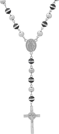 Mixed Material Rosary Necklace
