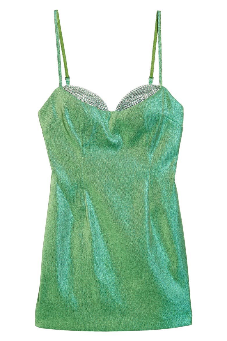 Crystal Cup Lamé Minidress, Alternate, color, GREEN