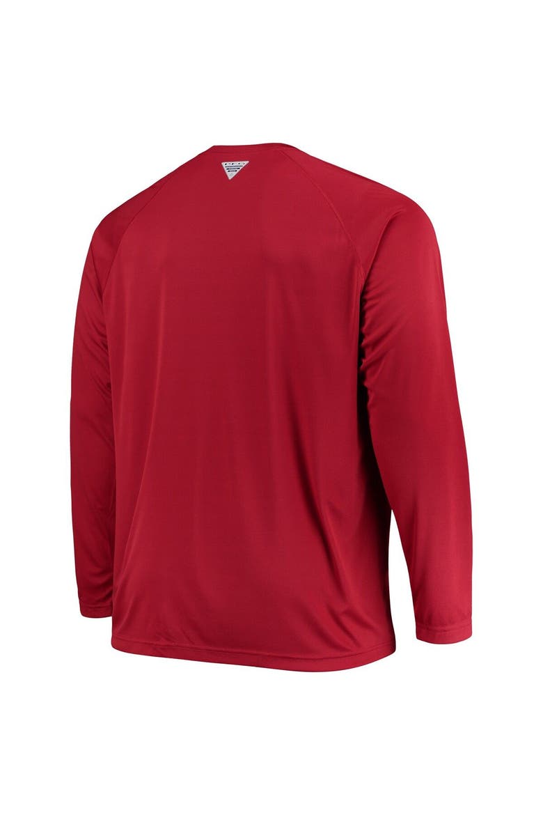 Men's Columbia Crimson Oklahoma Sooners Big & Tall Terminal Tackle Raglan Omni-Shade Long Sleeve T-Shirt, Alternate, color, Crimson