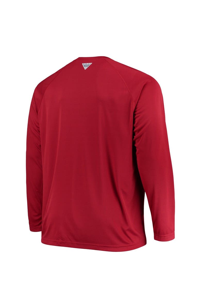 Columbia Men's Columbia Crimson Oklahoma Sooners Big & Tall Terminal Tackle Raglan Omni-Shade Long Sleeve T-Shirt, Alternate, color, Crimson