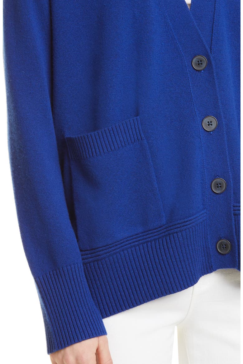 V-Neck Cashmere & Cotton Cardigan, Alternate, color, BLUE SODALITE