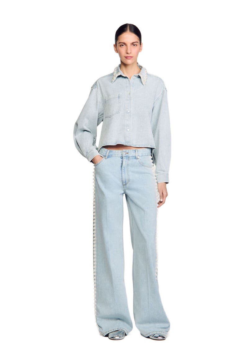 Beaded jeans, Alternate, color, Light bu jean