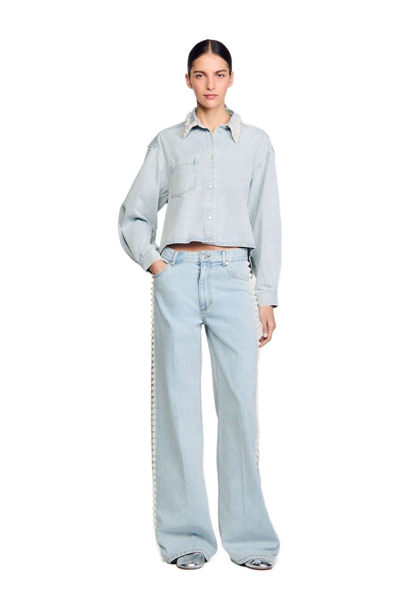 SANDRO Beaded jeans, Alternate, color, 