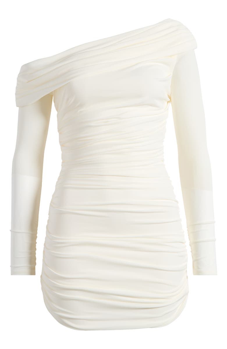 Mistress Rocks Ruched One-Shoulder Long Sleeve Minidress, Alternate, color, 