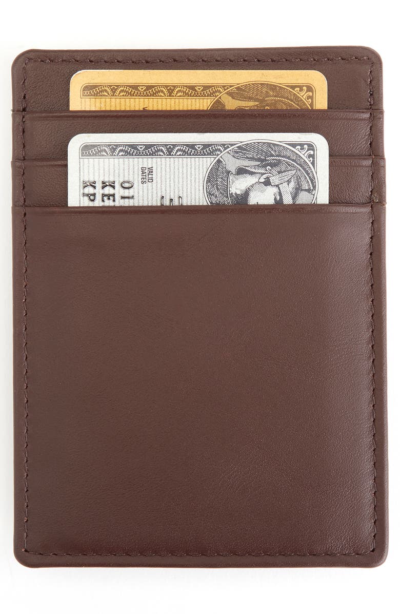 ROYCE New York Magnetic Money Clip Card Case, Alternate, color, Brown