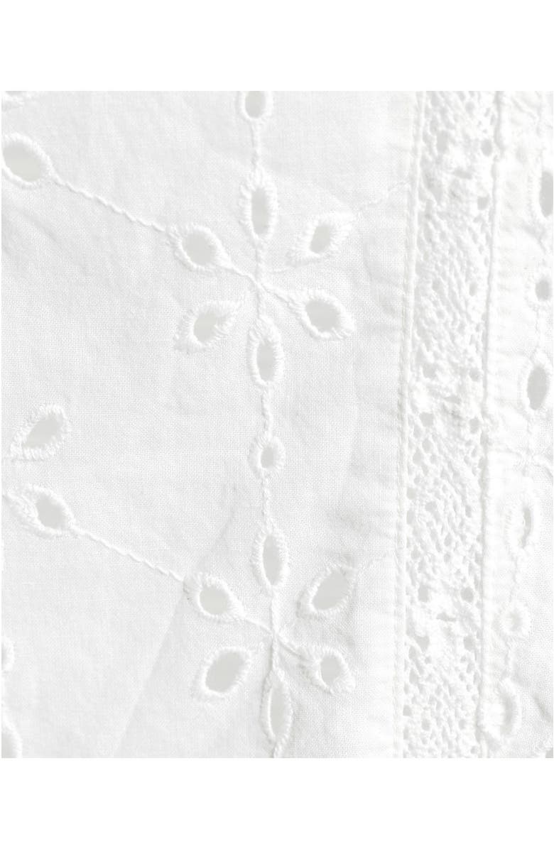 Lands' End Short Sleeve Mixed Media Eyelet Top, Alternate, color, White