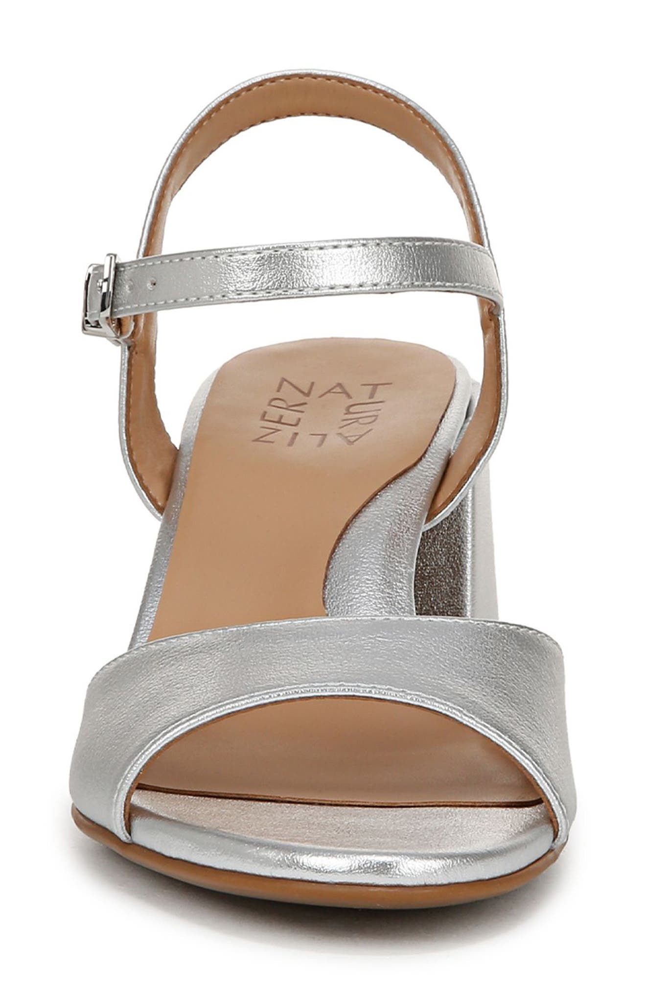 Naturalizer Daisy Block Heel Sandal, Alternate, color, Silver
