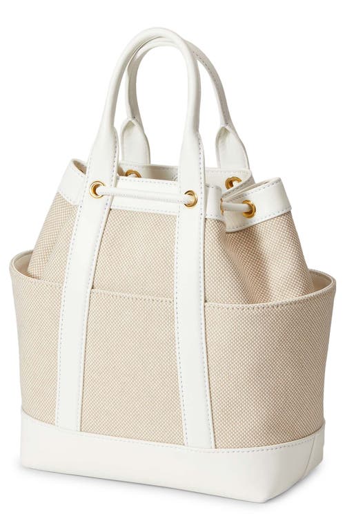 Veronica Beard Goody Bag Mixed Media Bucket Bag In Natural Offwhite
