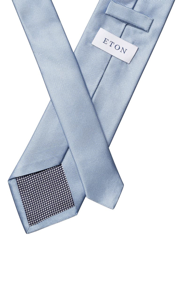 Eton Light Blue Solid Silk Twill Tie, Alternate, color, Light Blue