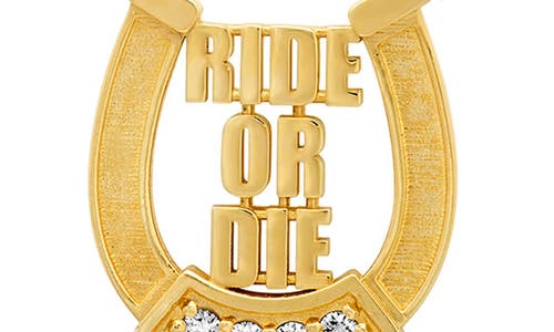 Established Ride Or Die Horseshoe Pendant Necklace In Gold