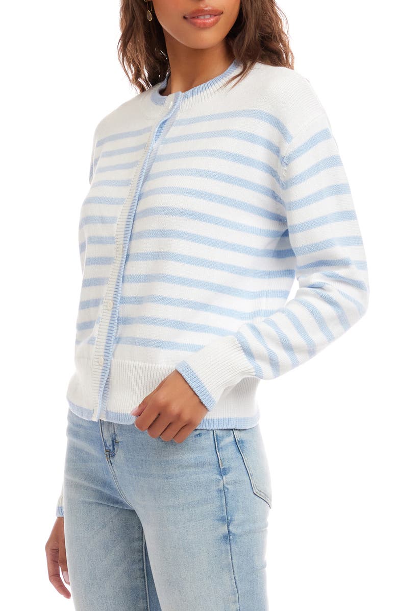 Karen Kane Stripe Cardigan, Alternate, color, Blue With Off White