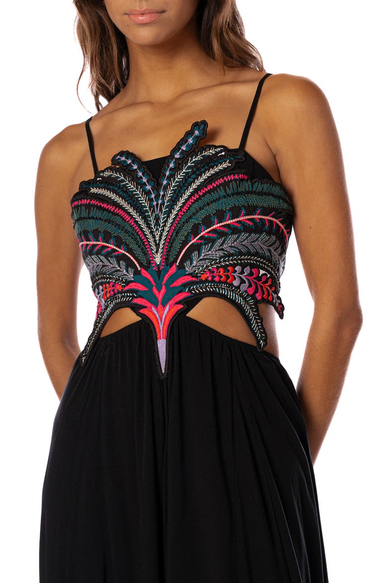 Palm Grove Owen EmbroideredCover-Up Maxi Dress, Alternate, color, BLACK