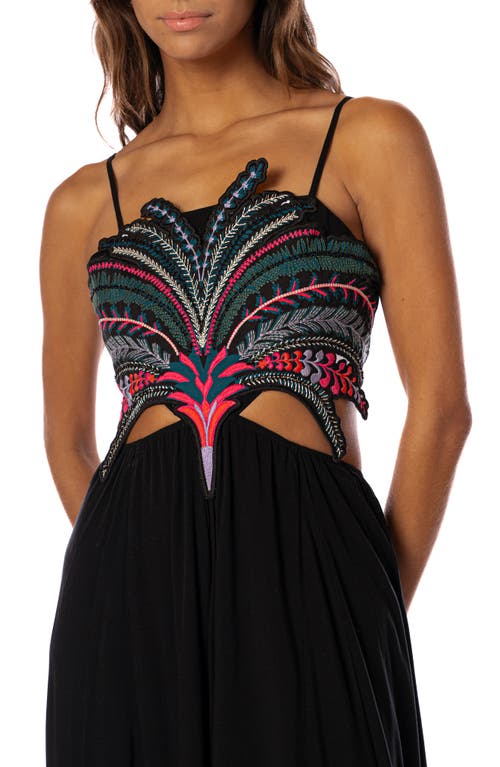 Maaji Palm Grove Owen Embroideredcover-up Maxi Dress In Black