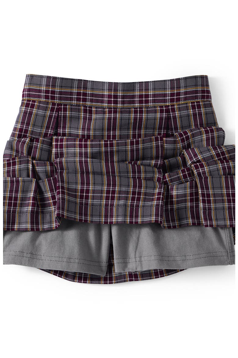 Girls Top of Knee Plaid Skort, Alternate, color, Plaid Gray Heather/Maroon