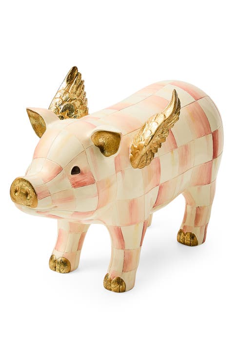 Rosy Check Flying Pig Figurine