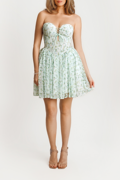 Snatched Lace Convertible Strap Mini Shapewear Romper Cottagecore Dress