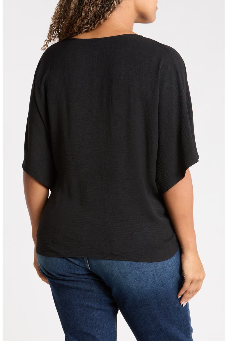 Side Tie Short Sleeve Top, Alternate, color, BLACK