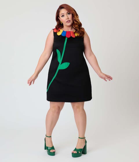 Plus Size Petal Collar Shift Dress