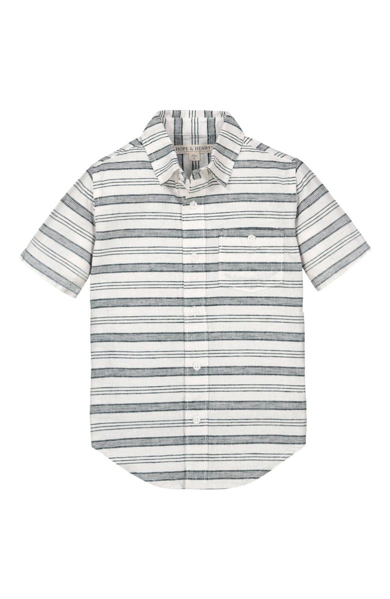 Hope & Henry Baby Boys' Linen Short Sleeve Button Down Shirt, Infant, Main, color, 