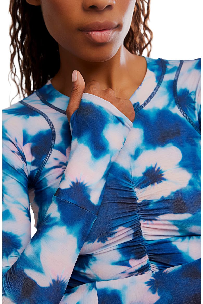 FP Movement Tempo Ruched Crop Top, Alternate, color, WATERCOLOR- BLUE