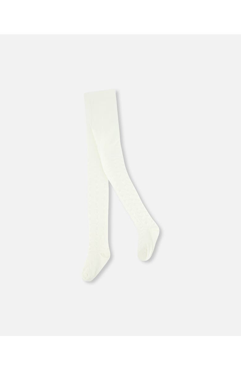 Deux par Deux Baby Girl's Tonal Jacquard Tights Off White, Main, color,