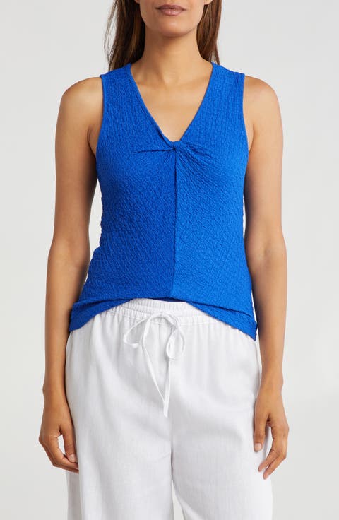 Pucker Twist V-Neck Tank