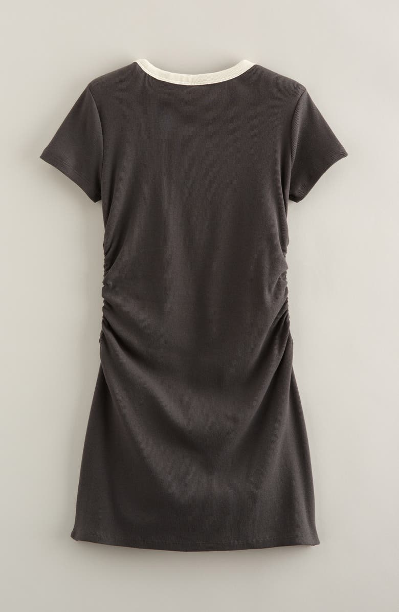 Treasure & Bond Kids' Ruched Ringer T-Shirt Dress, Alternate, color, Black Jet