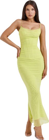 Nalini Mesh & Lace Corset Gown