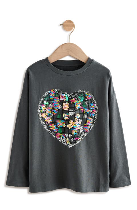 Kids' Sequin Heart Long Sleeve T-Shirt (Big Kid)