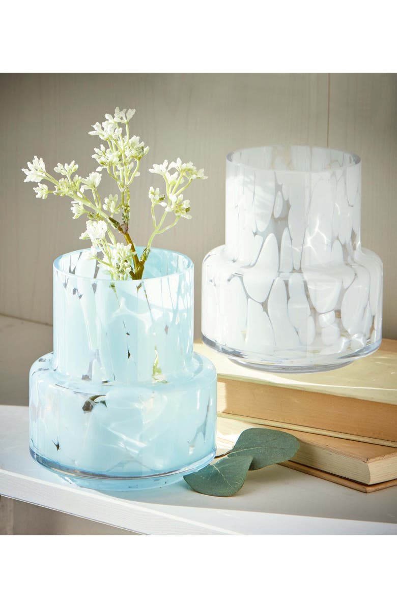 tag Porto Speckled White Glass Vase for Summer Home Decor, Alternate, color, White
