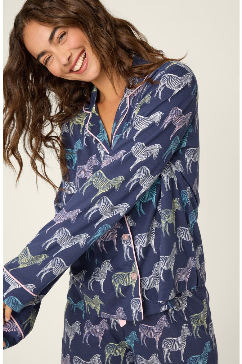 Whimsy Cotton Blend Pajamas, Alternate, color, DEEP SEA