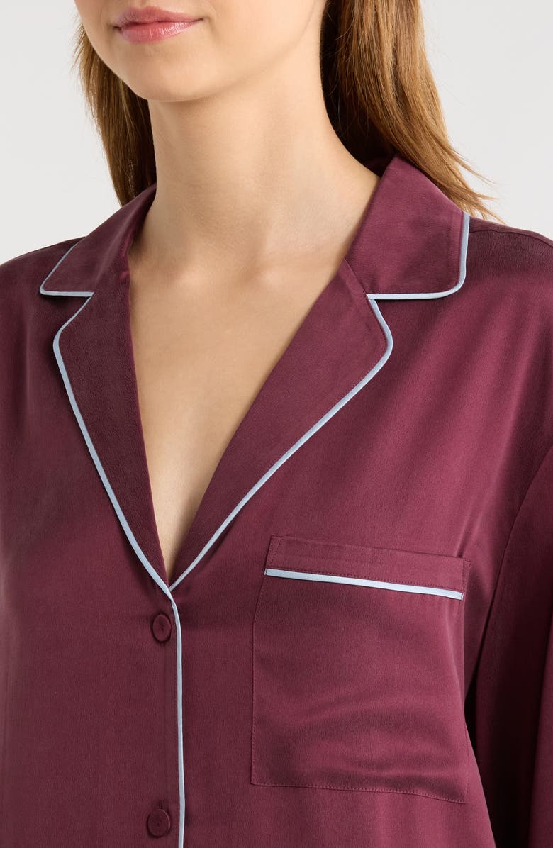 Lunya Washable Silk Sleepshirt, Alternate, color, Vintage Merlot/ Frosted Lagoon
