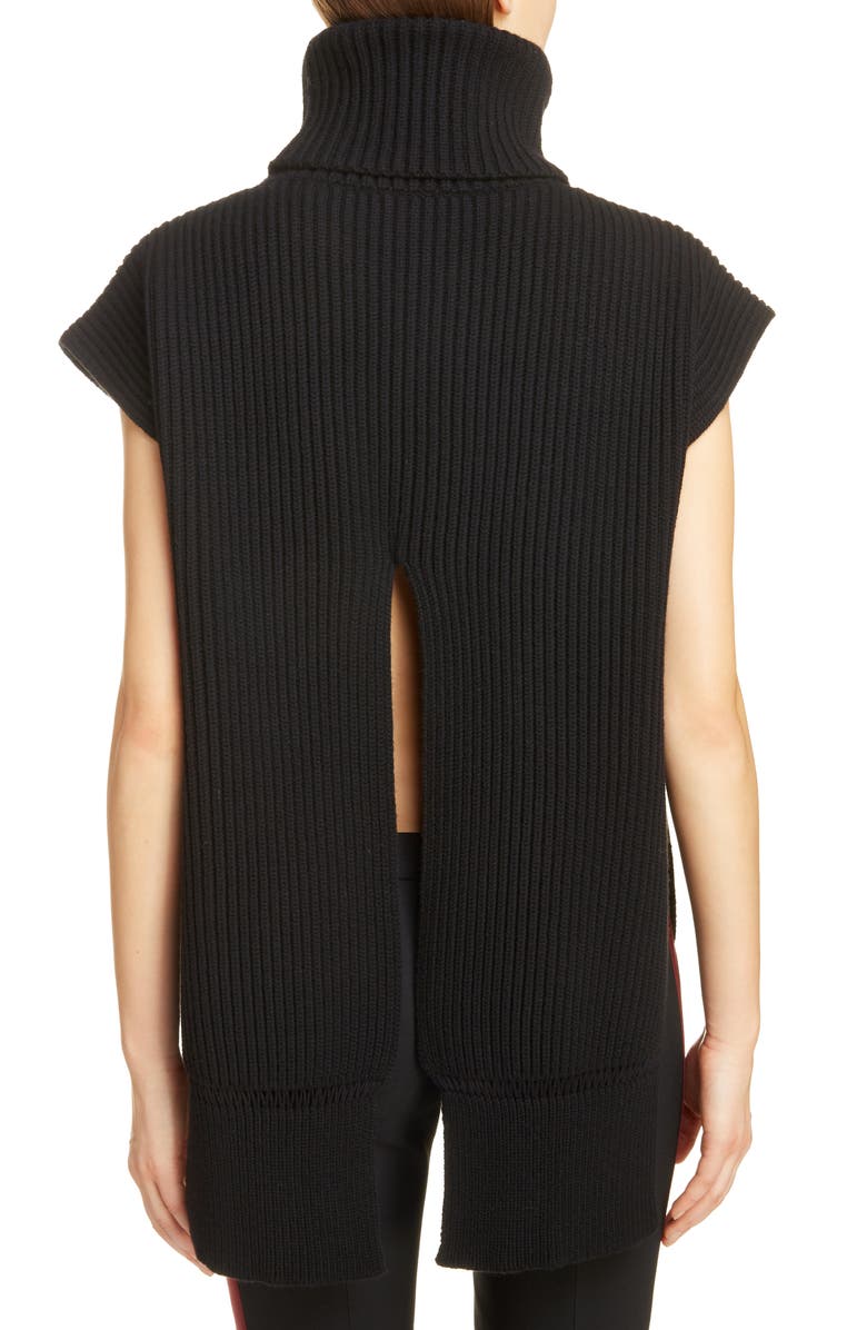 McQueen Alexander McQueen Split Back Wool & Cashmere Turtleneck Sweater, Alternate, color,