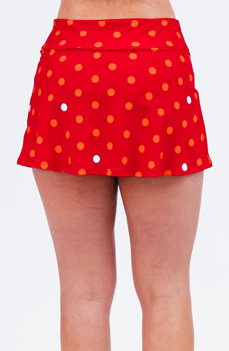Calypsa Short Swim Skort With Shorts, Alternate, color, Dotty