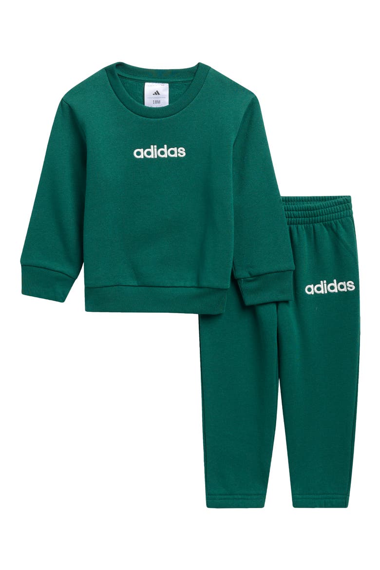 Kids' Linear Cotton Fleece Sweatshirt & Sweatpants Set, Main, color, COLLEGIATE GREEN