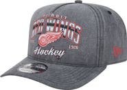 New Era Men's New Era Charcoal Detroit Red Wings Throwback Washed A-Frame Pre-Curved 9FIFTY Snapback Hat