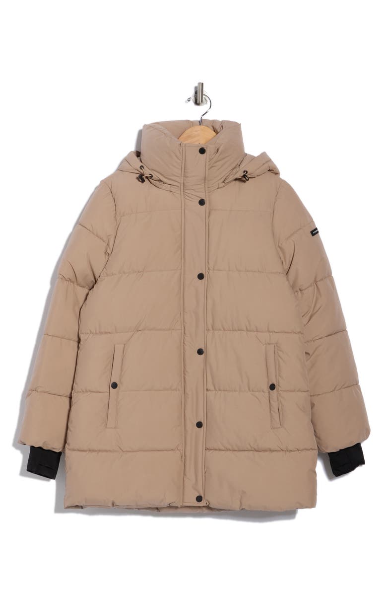 BCBGeneration Water Resistant Hooded Puffer Jacket, Alternate, color, Latte